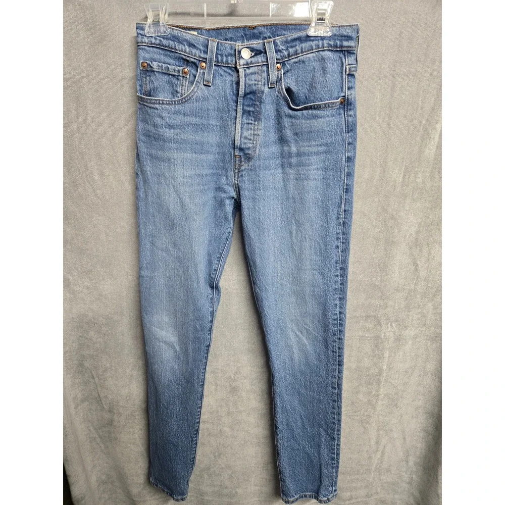 Levis Premium 501 Skinny Jeans Womens 27 Medium Wash Blue Denim 29502-0142